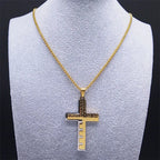 Collar y Medallón Cruz Colgante Hombre Cristiano oro