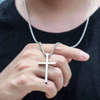 Collar y Medallón Hombre Cruz plata