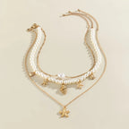 Collar Multicapa con Colgantes de Conchas y Estrellas de Mar