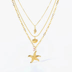 Collar Multicapa Colgante Concha Estrella de Mar Caracola Vieira