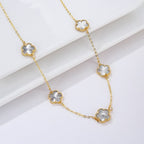 Collar de Oro Ágata Trébol blanco nacarado Idea de Regalo Joyería para mujeres