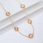 Collar de Oro Ágata Trébol blanco nacarado Idea de Regalo Joyería para mujeres