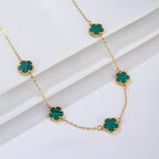 Collar de Oro Ágata Trébol blanco nacarado Idea de Regalo Joyería para mujeres
