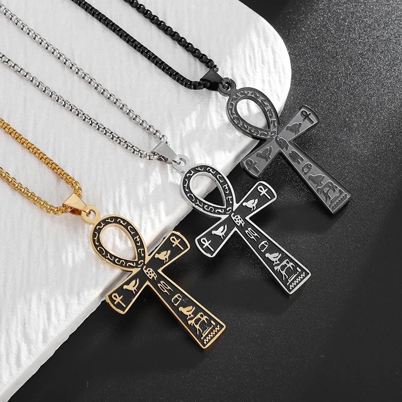 Collar Colgante Amuleto Cruz de Ankh Egipto plata