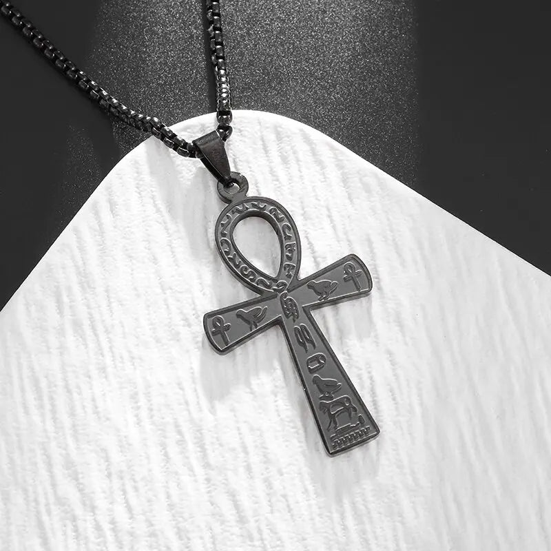 Collar Colgante Amuleto Cruz de Ankh Egipto negro