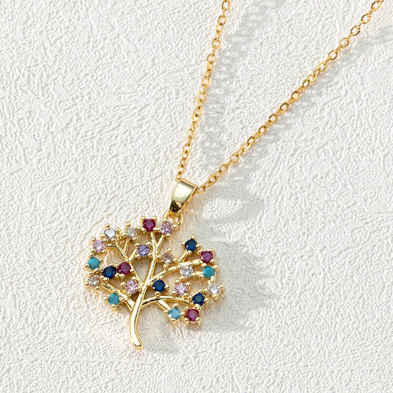 Collar Colgante Árbol de la Vida con Perlas Multicolores b