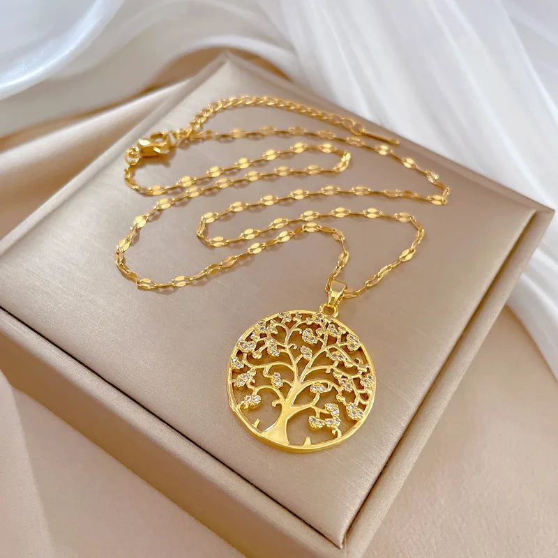 Collar Colgante Árbol de la Vida con Cristal