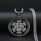 Collar Colgante Cubo de Metatrón con Cristal negro