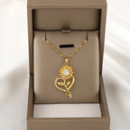 Collar con Colgante de Corazón y Flor de Girasol Giratoria Antiestrés