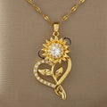 Collar con Colgante de Corazón y Flor de Girasol Giratoria Antiestrés