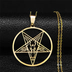 Collar Colgante Baphomet Satanás Gótico oro