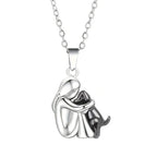Collar Colgante Abrazo Perro y Dueño plata y negro