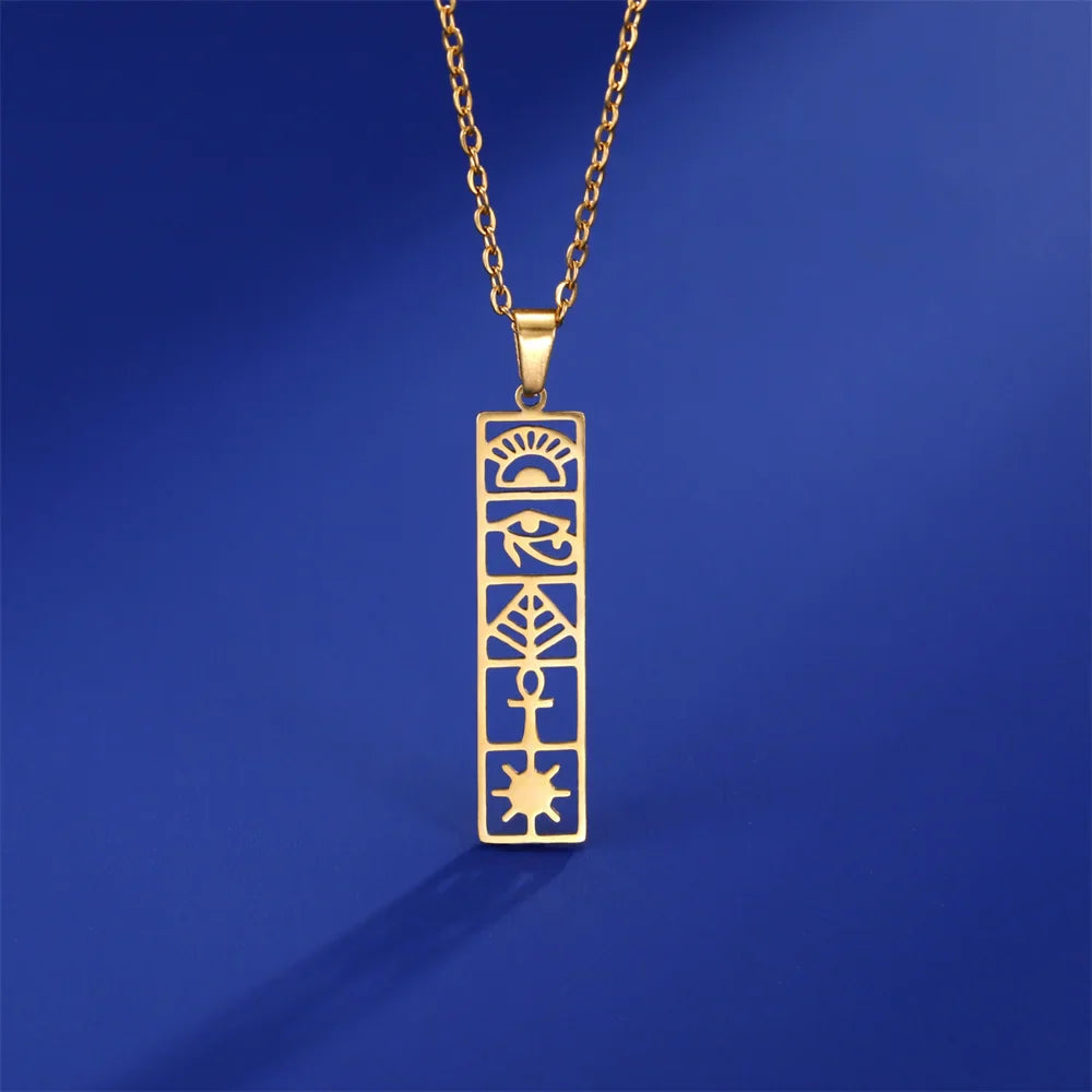 Collar Colgante Cartucho Jeroglíficos Egipto oro estilo 1