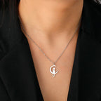 Collar Colgante Gato Creciente de luna plata
