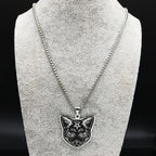 Collar Colgante Gato Negro Pentáculo Brujería Wicca