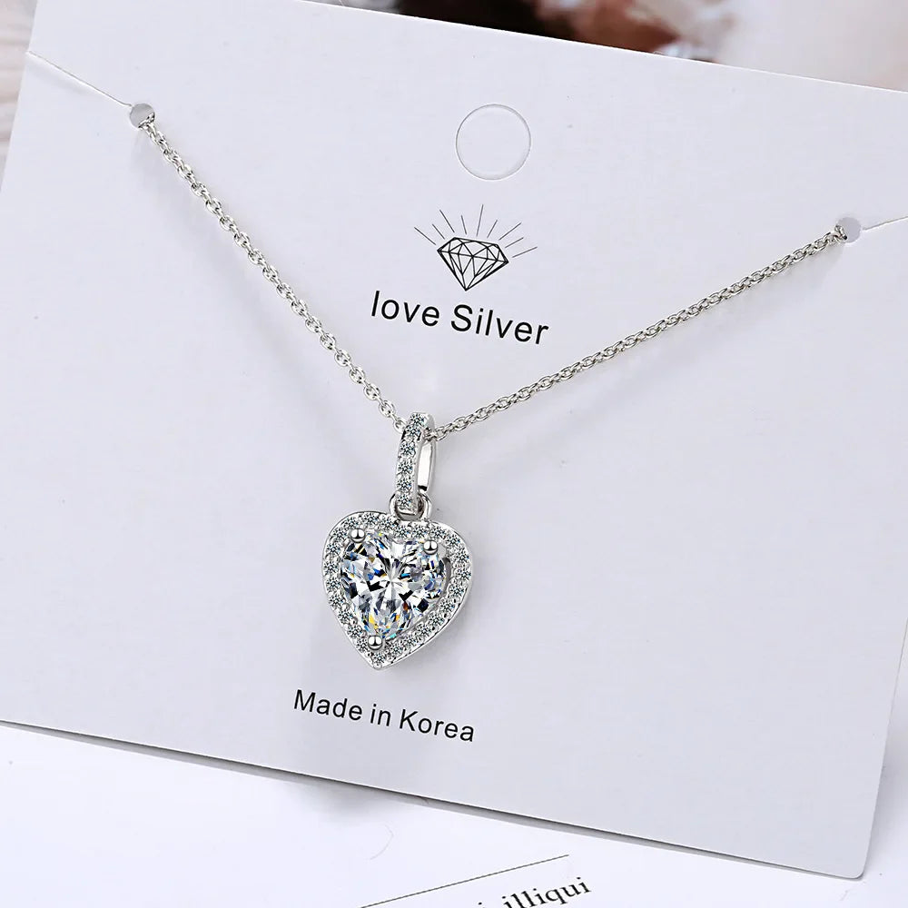 Collar Colgante Corazón Plata Mujer
