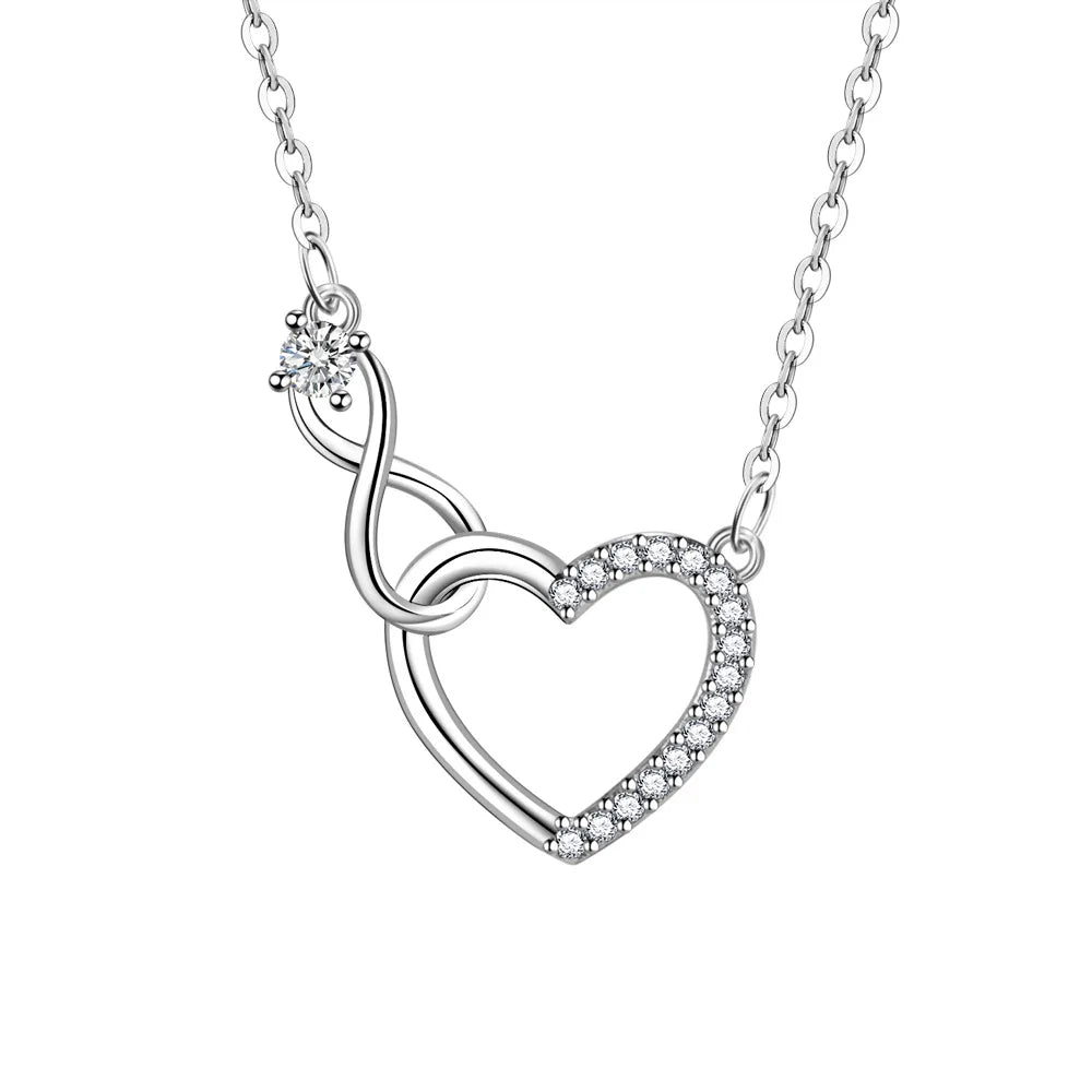 Collar Colgante Corazón Plata Infinito