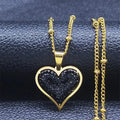 Collar Colgante Corazón & Circonitas oro y negro