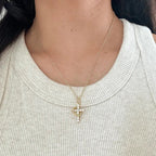 Collar Colgante Cruz y Corona plata