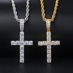 Collar y Colgante Cruz con Circonitas plata