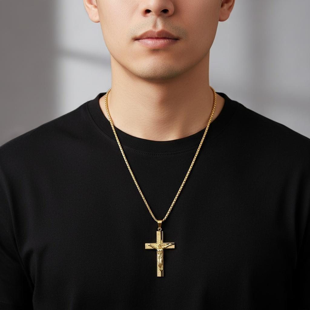 Collar Colgante Cruz - Crucifijo Jesús Para Hombre