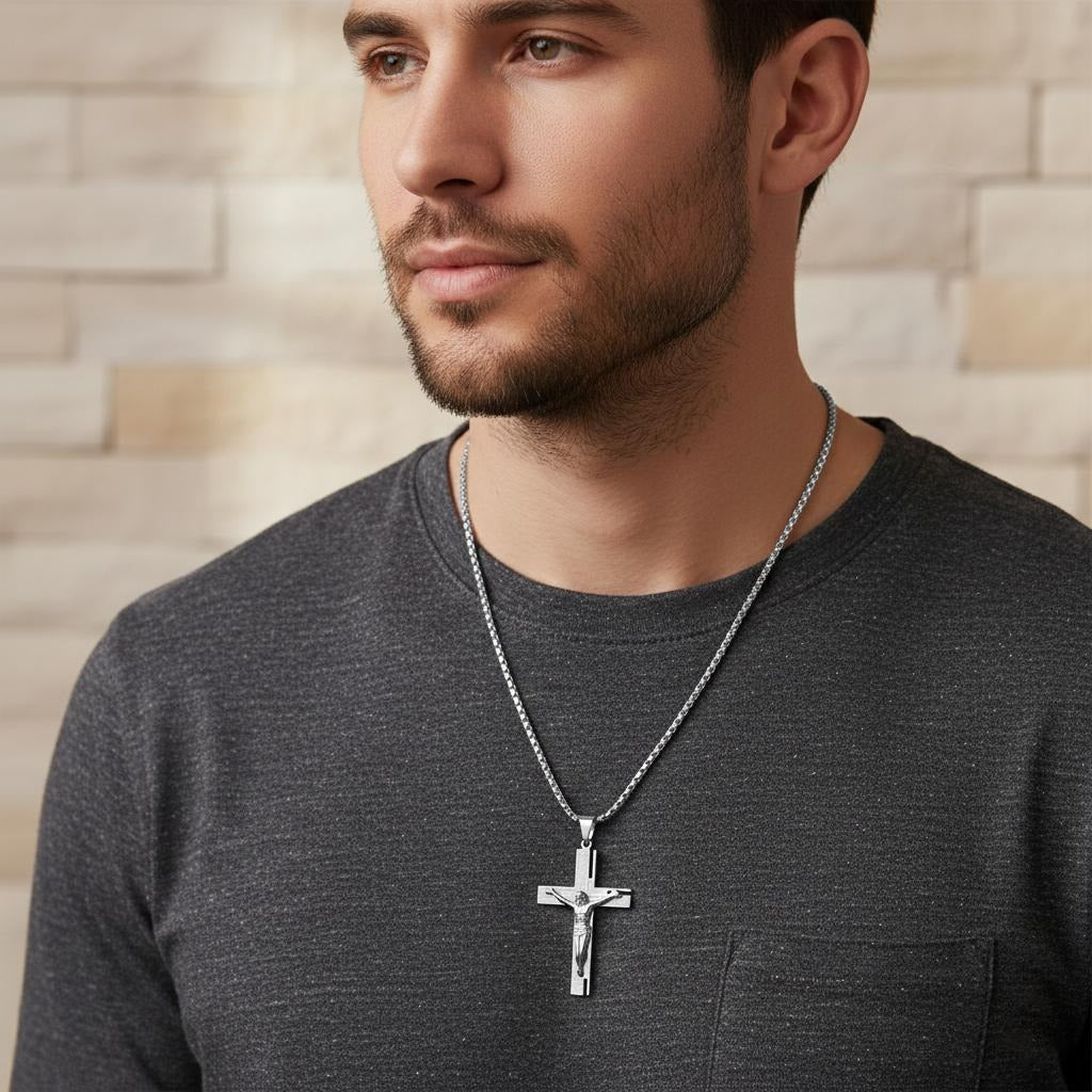 Collar Colgante Cruz - Crucifijo Jesús Para Hombre