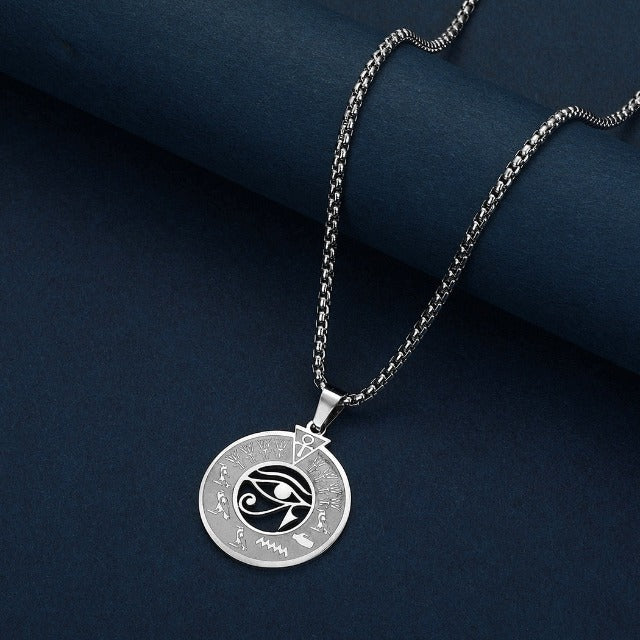 Collar Colgante Egipcio Ojo de Horus Hombre Mujer plata