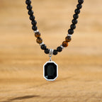 Collar con Colgante de Perlas Negras para Hombre