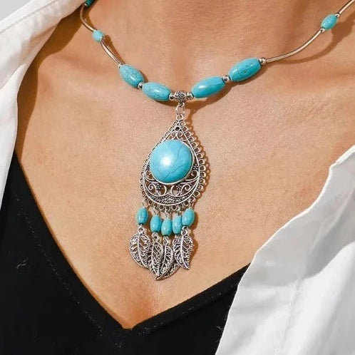 Collar Colgante Étnico Turquesa