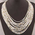 Collar Colgante Étnico Africano Multicapa blanco