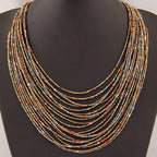 Collar Colgante Étnico Africano Multicapa multicolor