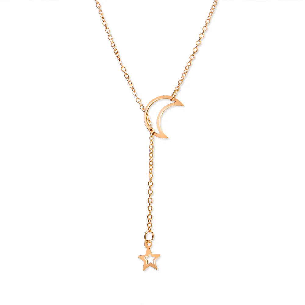 Collar Colgante Estrella y Luna oro