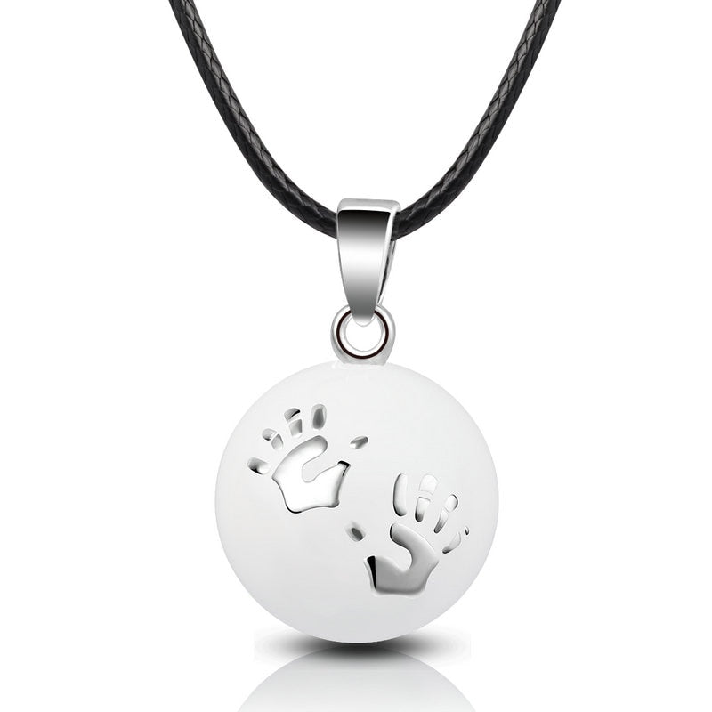 Collar Colgante Mujer Embarazada Bola de Embarazo pies plateados