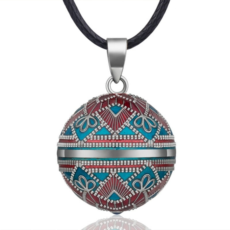 Collar Colgante para Mujer Embarazada Bola de Embarazo Mexicana azul celeste