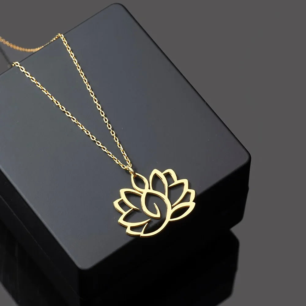 Collar Colgante Mujer Flor de Loto oro