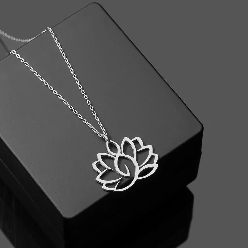 Collar Colgante Mujer Flor de Loto plata