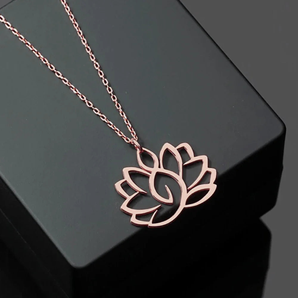 Collar Colgante Mujer Flor de Loto oro rosa