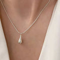 Collar con Colgante de Gota de Agua Fina Plateado