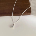 Collar con Colgante de Gota de Agua Fina Plateado