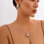 Collar Colgante Gota de Agua Grande Elegante plata