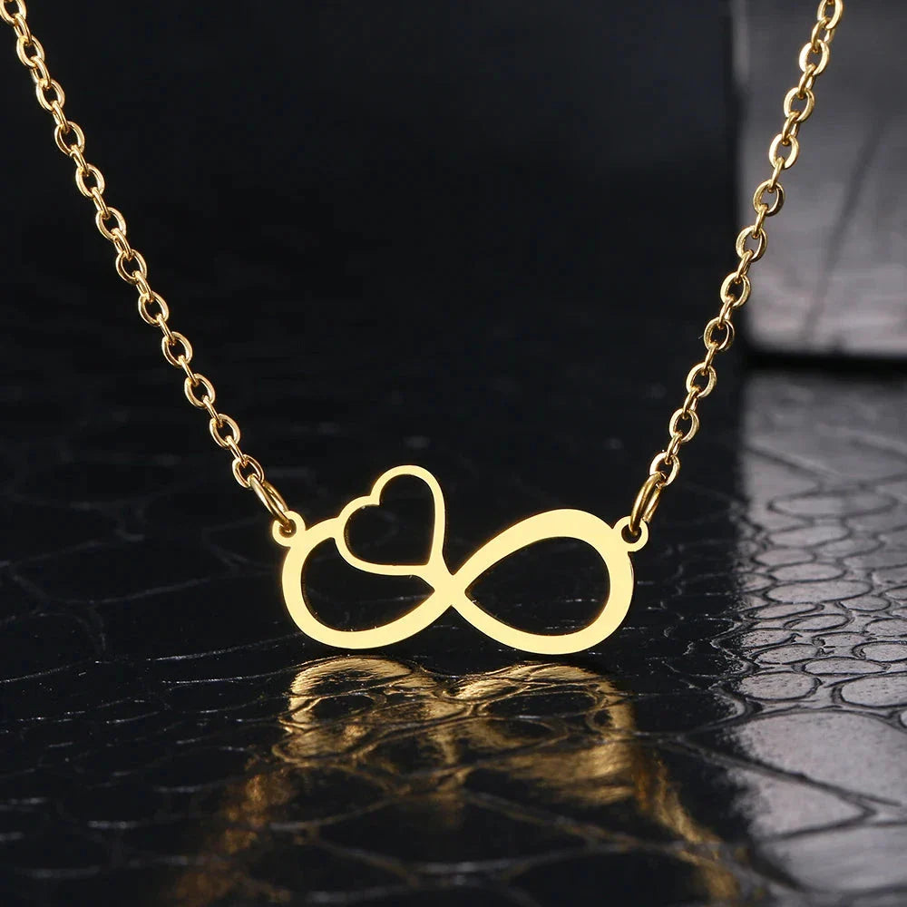 Collar Colgante Mujer Símbolo Infinito y Corazón oro