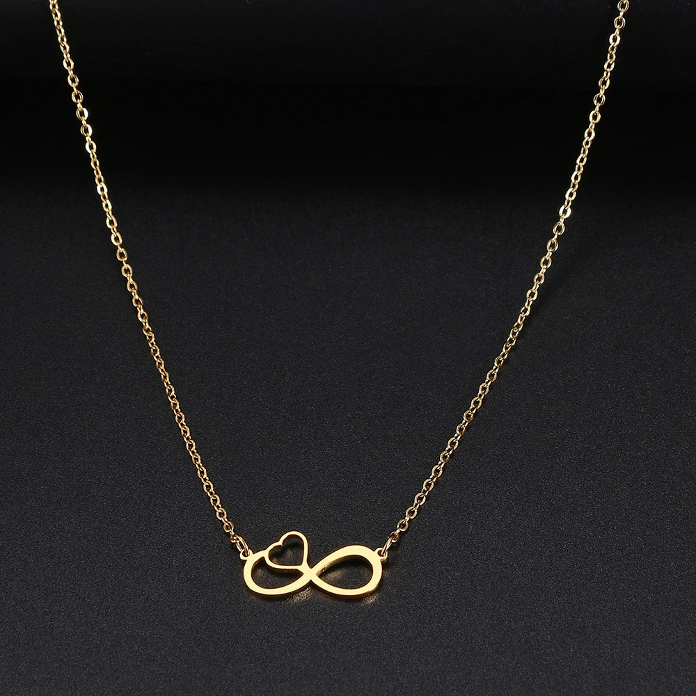 Collar Colgante Mujer Símbolo Infinito y Corazón oro