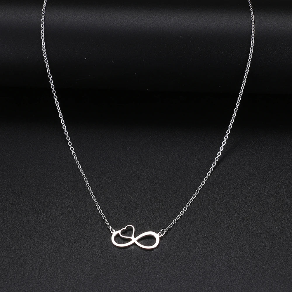 Collar Colgante Mujer Símbolo Infinito y Corazón plata