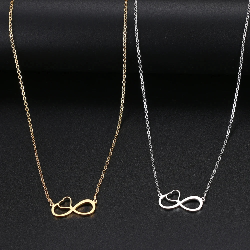 Collar Colgante Mujer Símbolo Infinito y Corazón oro