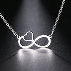 Collar Colgante Mujer Símbolo Infinito y Corazón plata