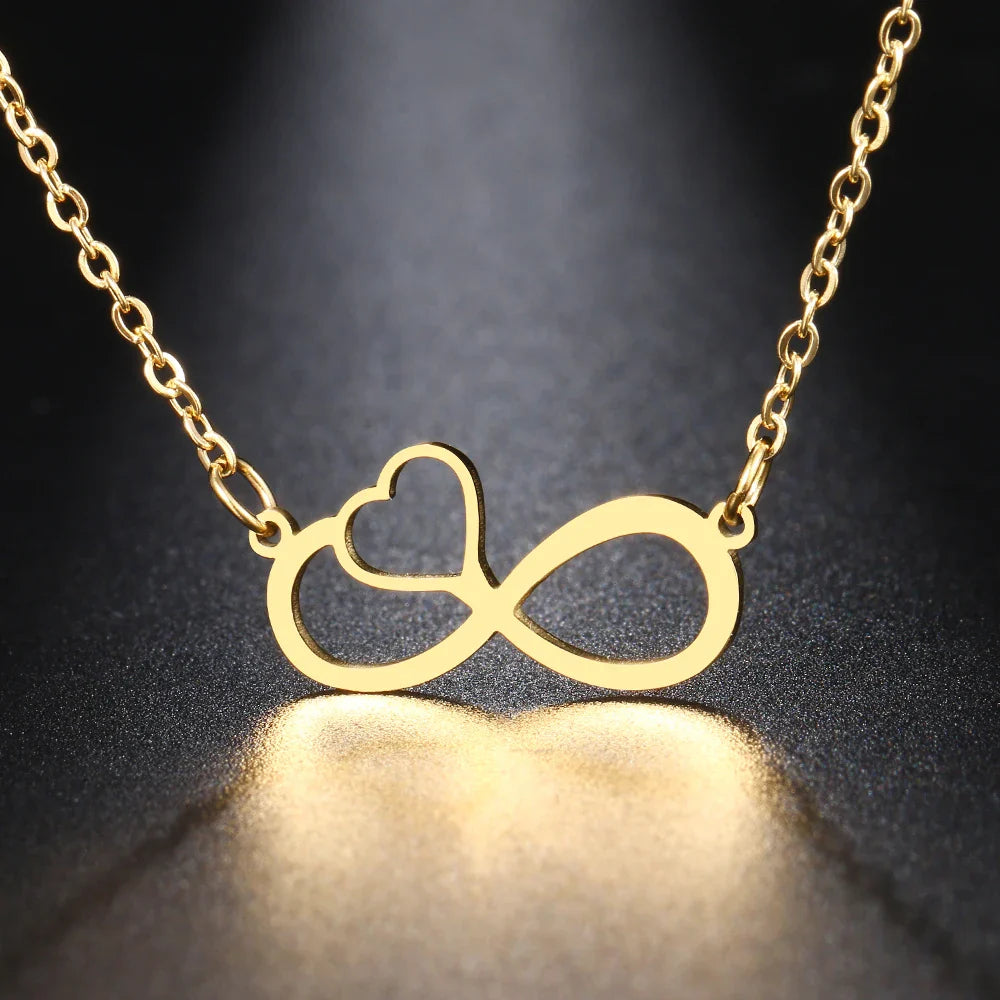 Collar Colgante Mujer Símbolo Infinito y Corazón oro