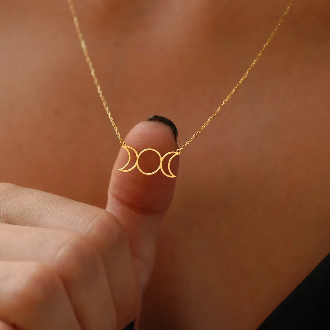 Collar Colgante Mujer Triple Luna Brujería Wicca