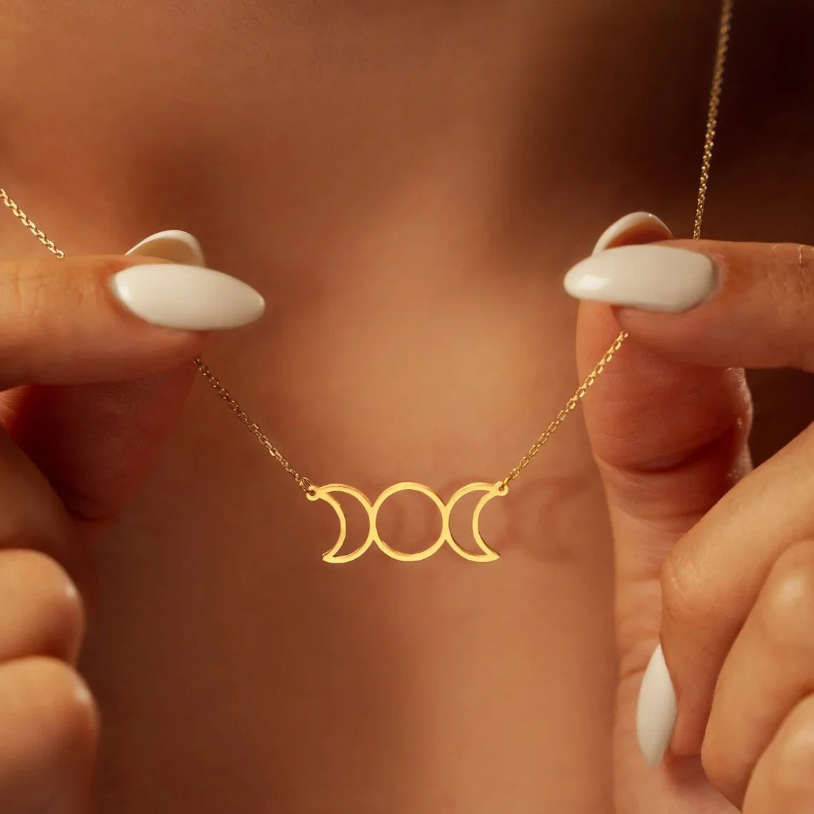 Collar Colgante Mujer Triple Luna Brujería Wicca