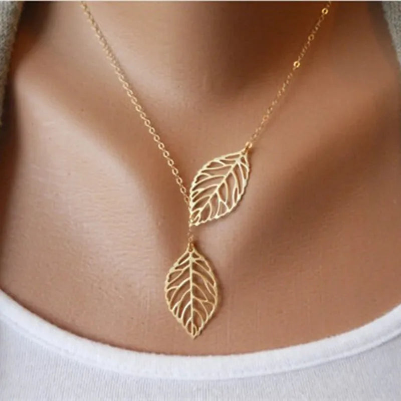 Collar Colgante Hojas Otoñales oro