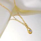 Collar Colgante Gota de Agua Fina y Perla oro